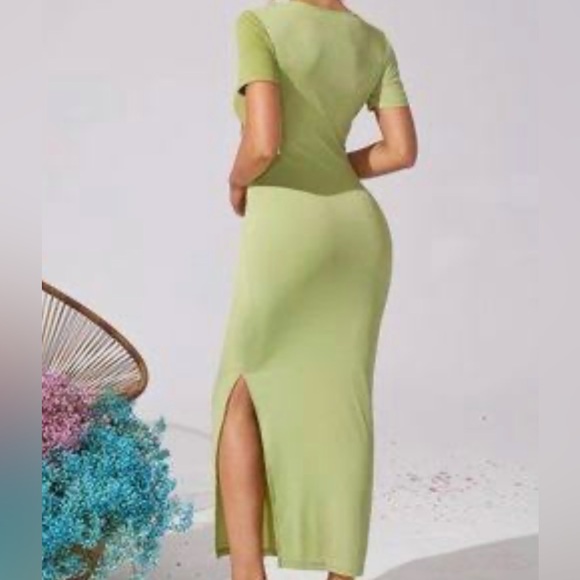 Green cutout midi dress L - Picture 2 of 5